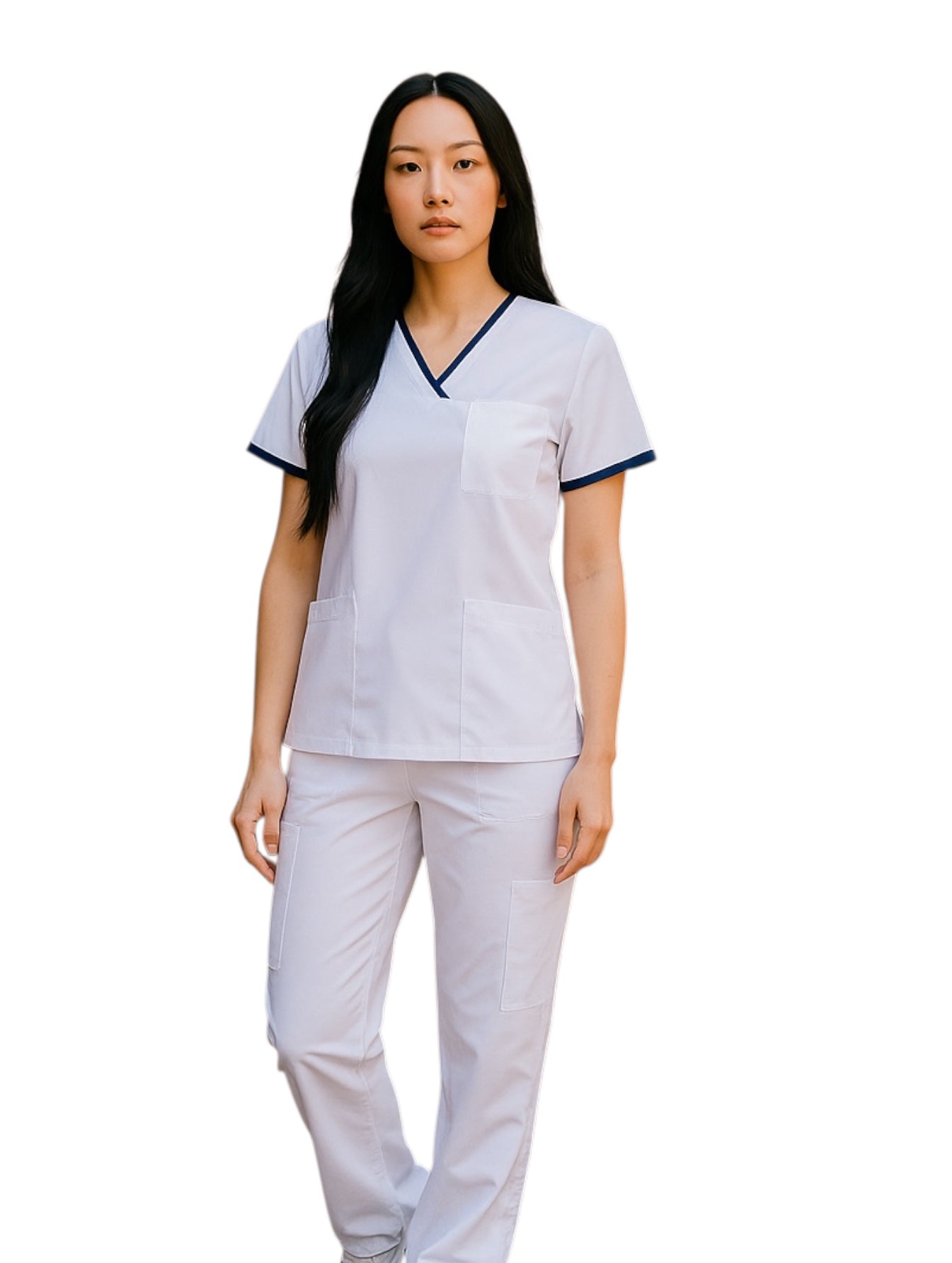 Pijama Médica Dama London Blanco con Marino