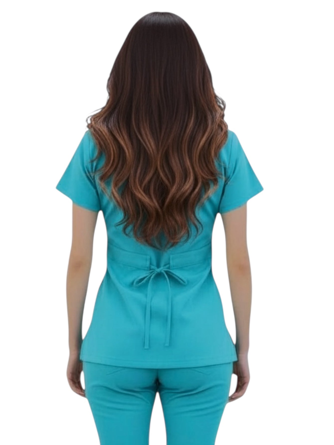 Filipina Médica Dama Alforzas Turquesa