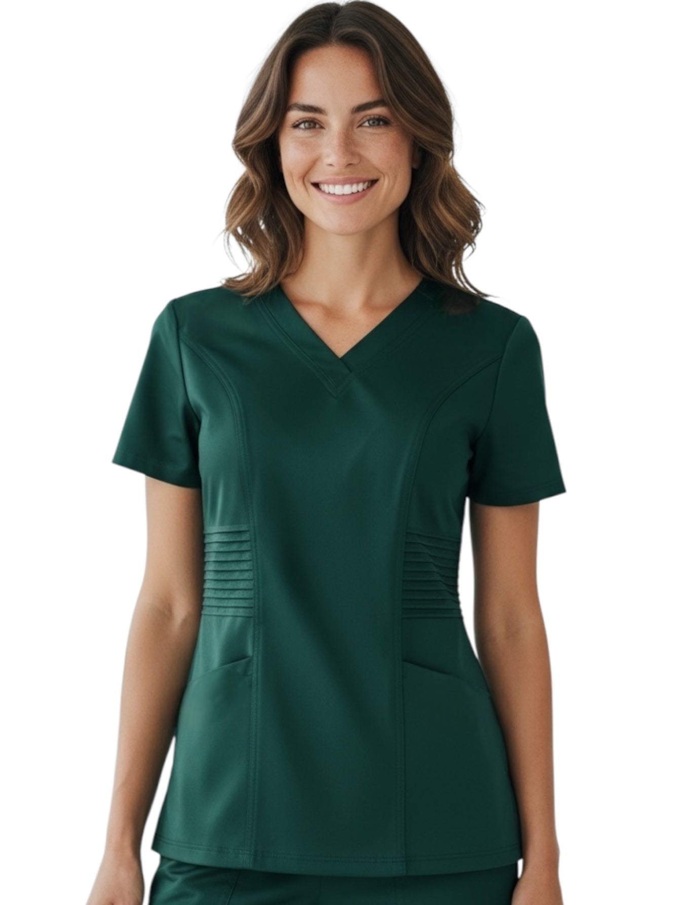 Filipina Médica Dama Alforzas Verde Botella