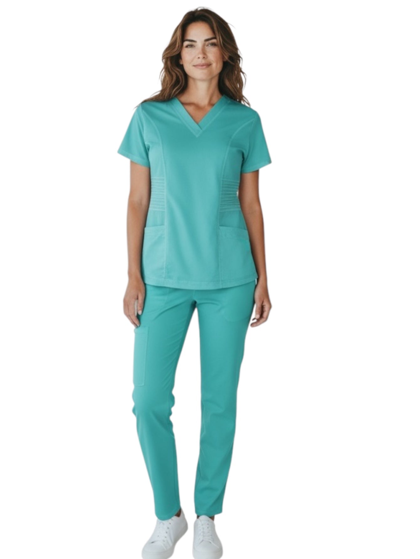 Pijama Médica Dama Alforzas Verde Agua