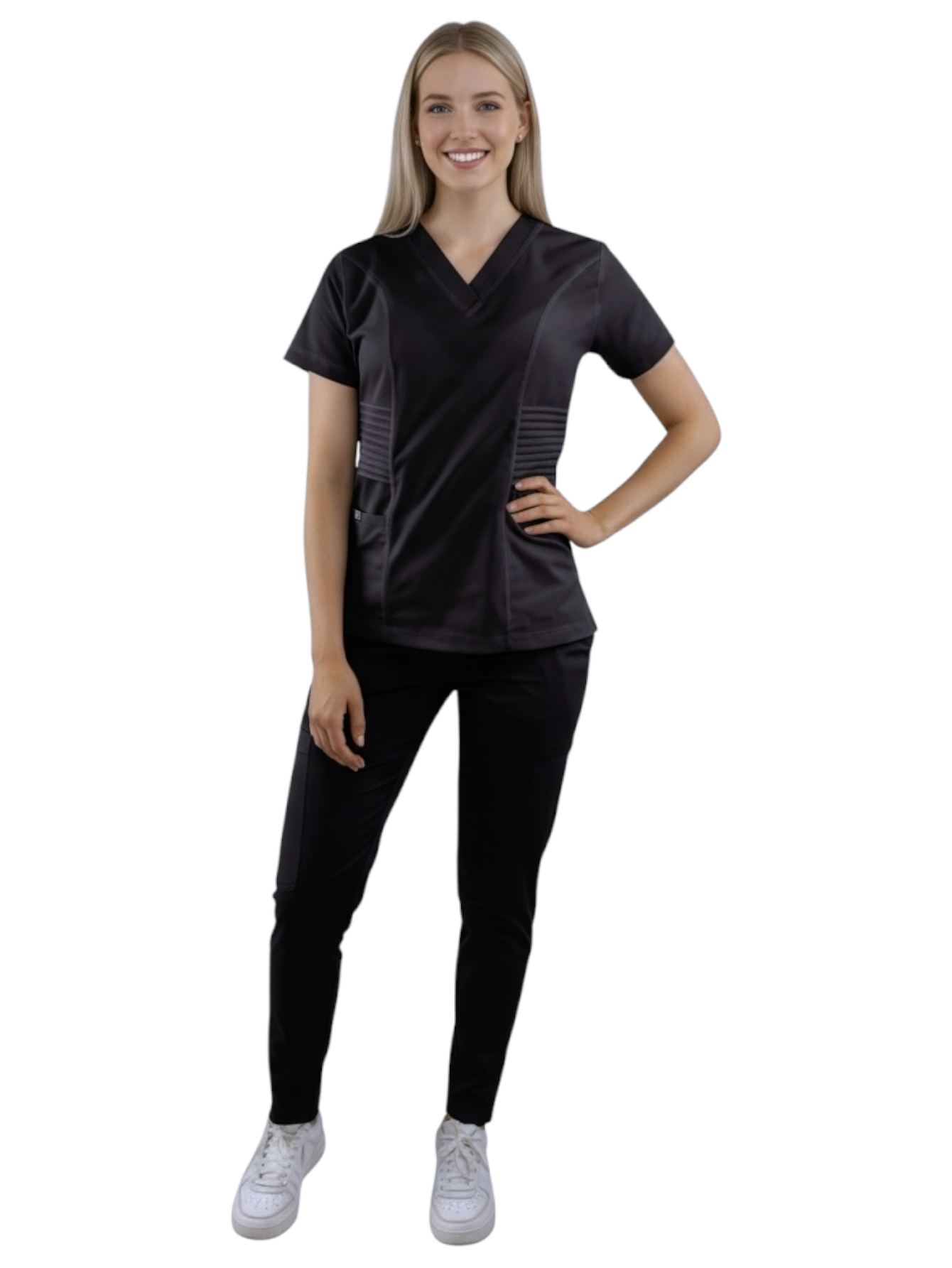 Pijama Médica Dama Alforzas Negro