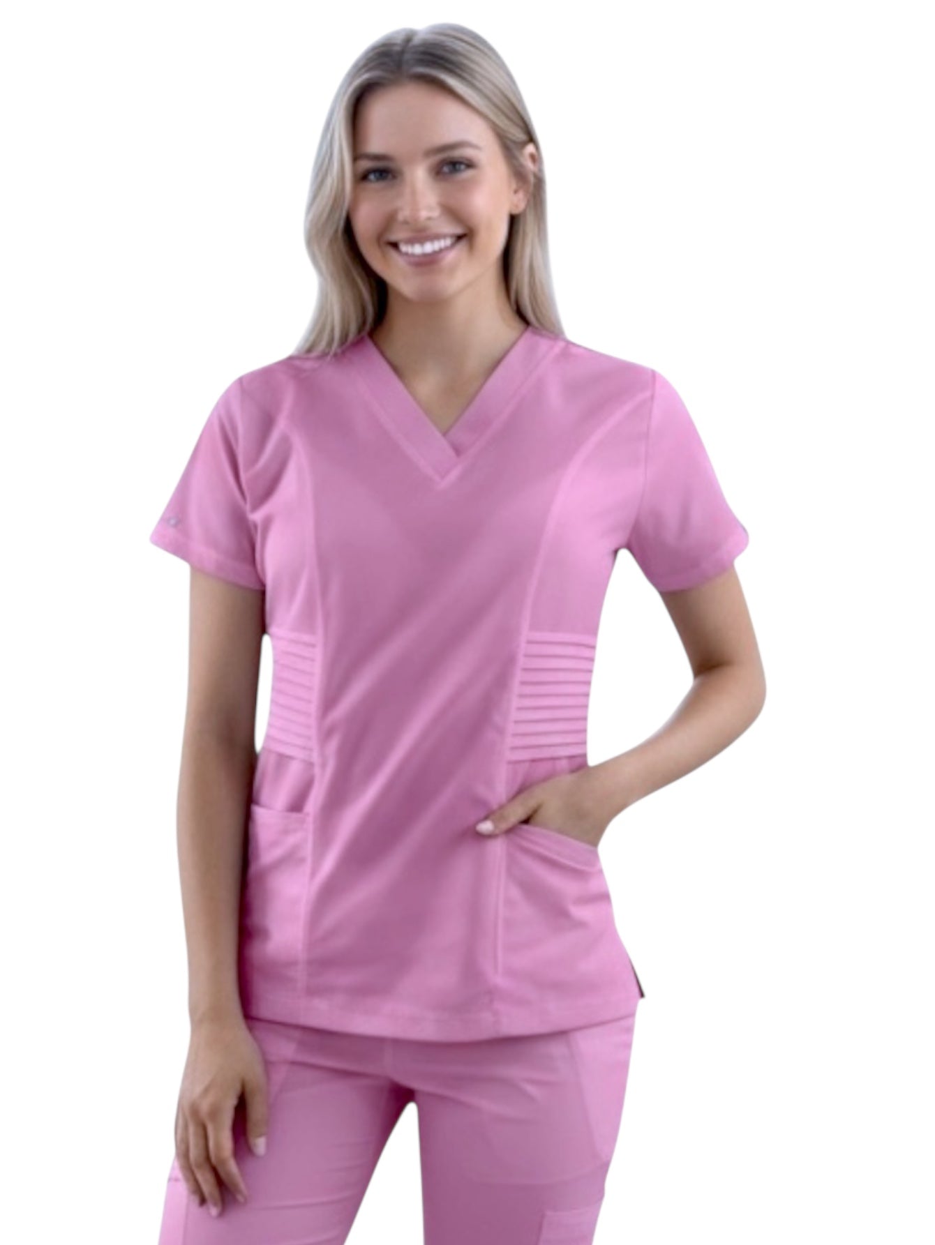 Filipina Médica Dama Alforzas Rosa Pastel