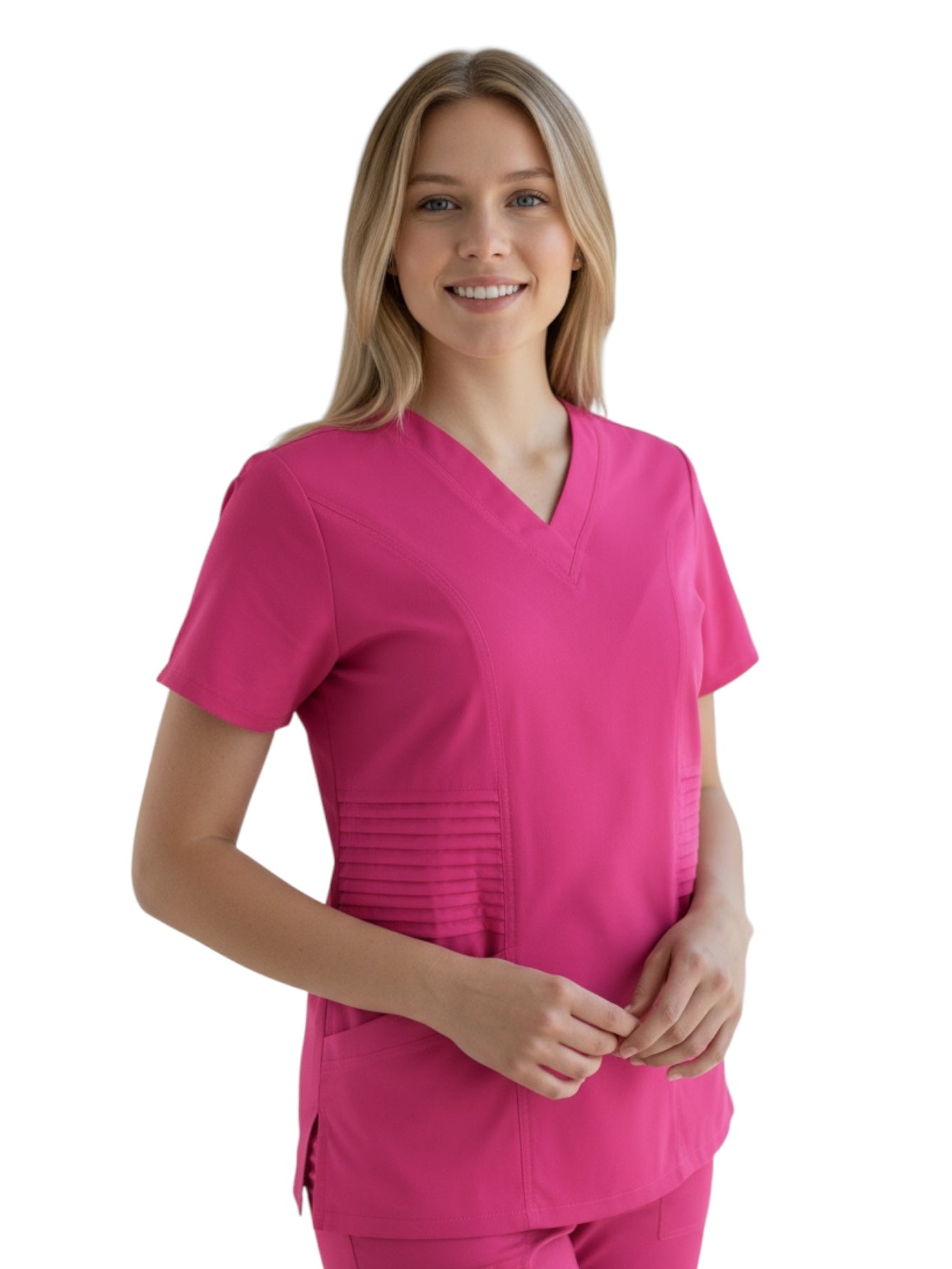 Filipina Médica Dama Alforzas Fucsia