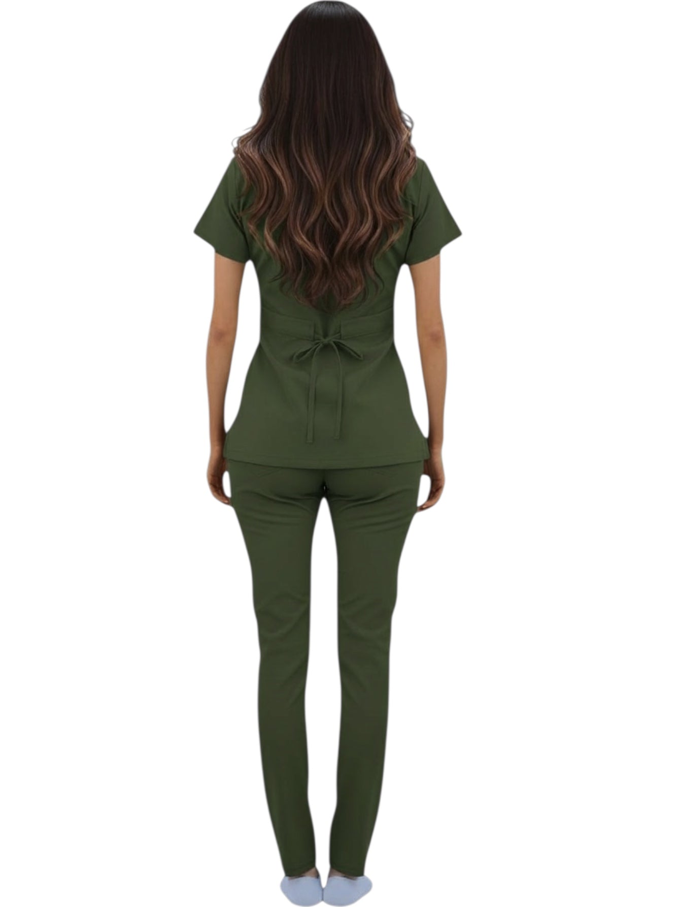 Pijama Médica Dama Alforzas Verde Militar