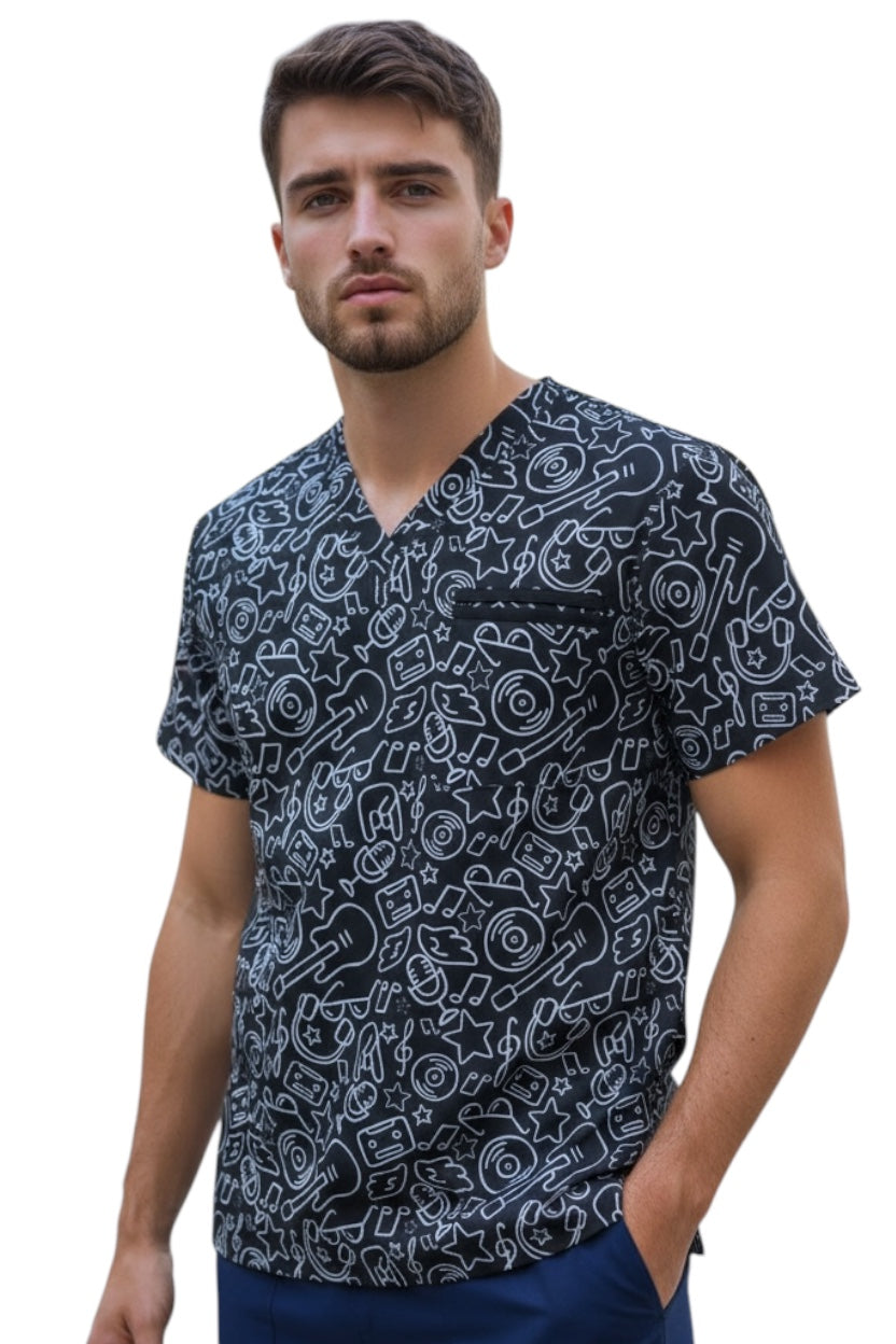 Filipina Médica Hombre Print Negro Rock