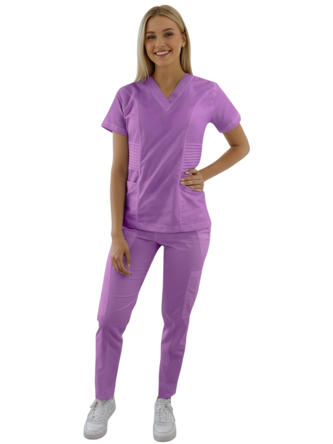 Pijama Médica Dama Alforzas Lila