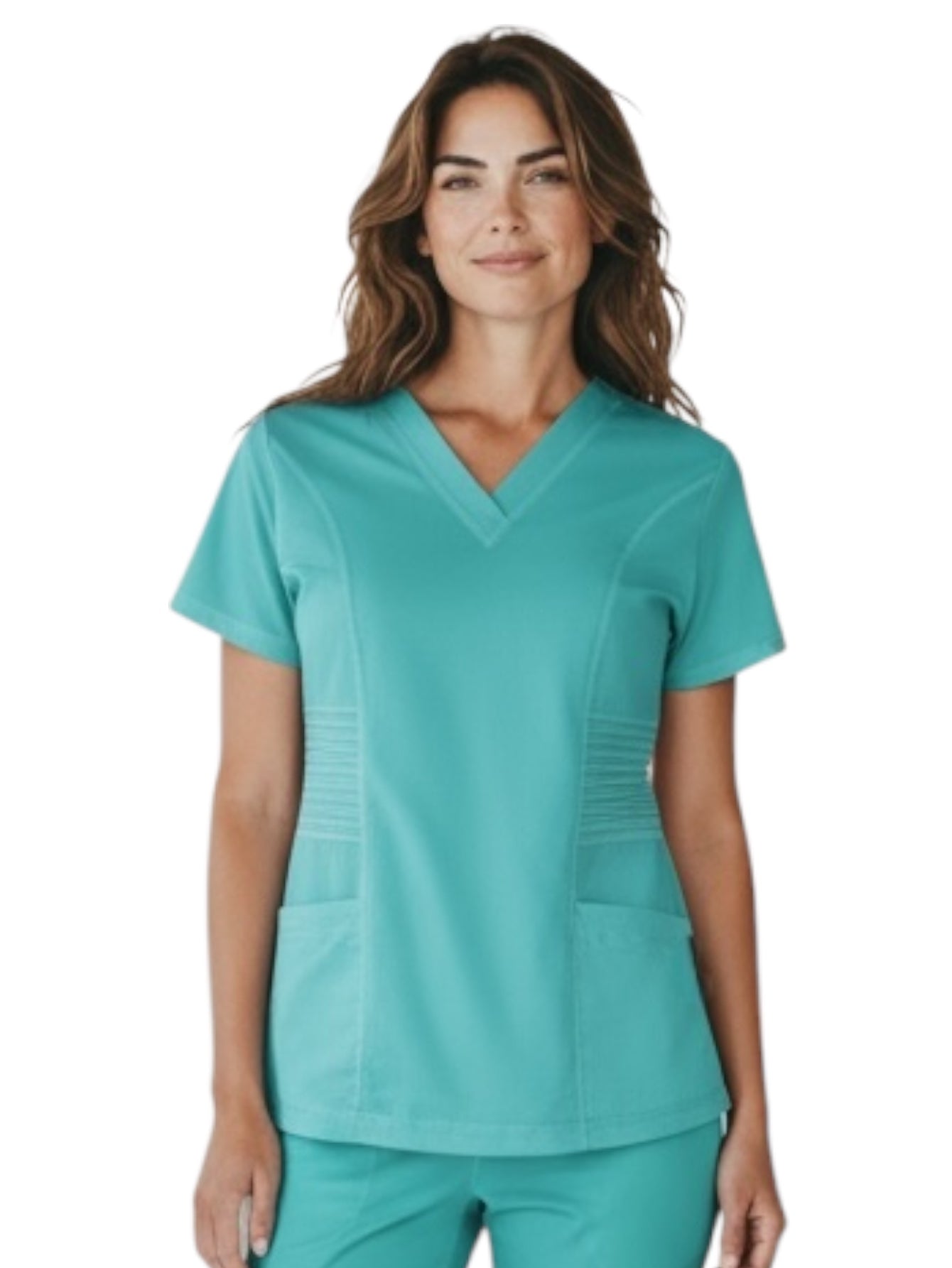 Filipina Médica Dama Alforzas Verde Agua