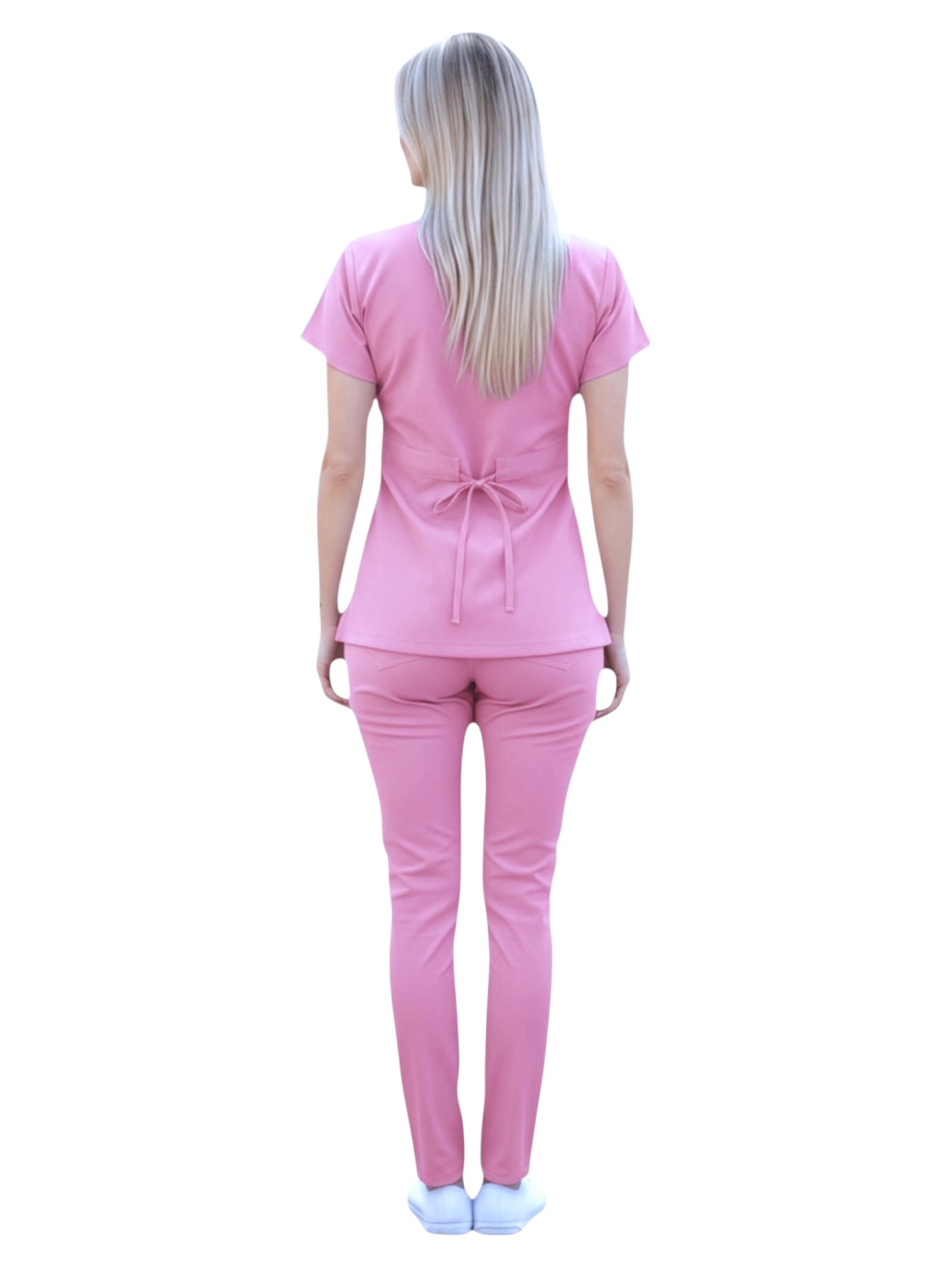 Pijama Médica Dama Alforzas Rosa Pastel