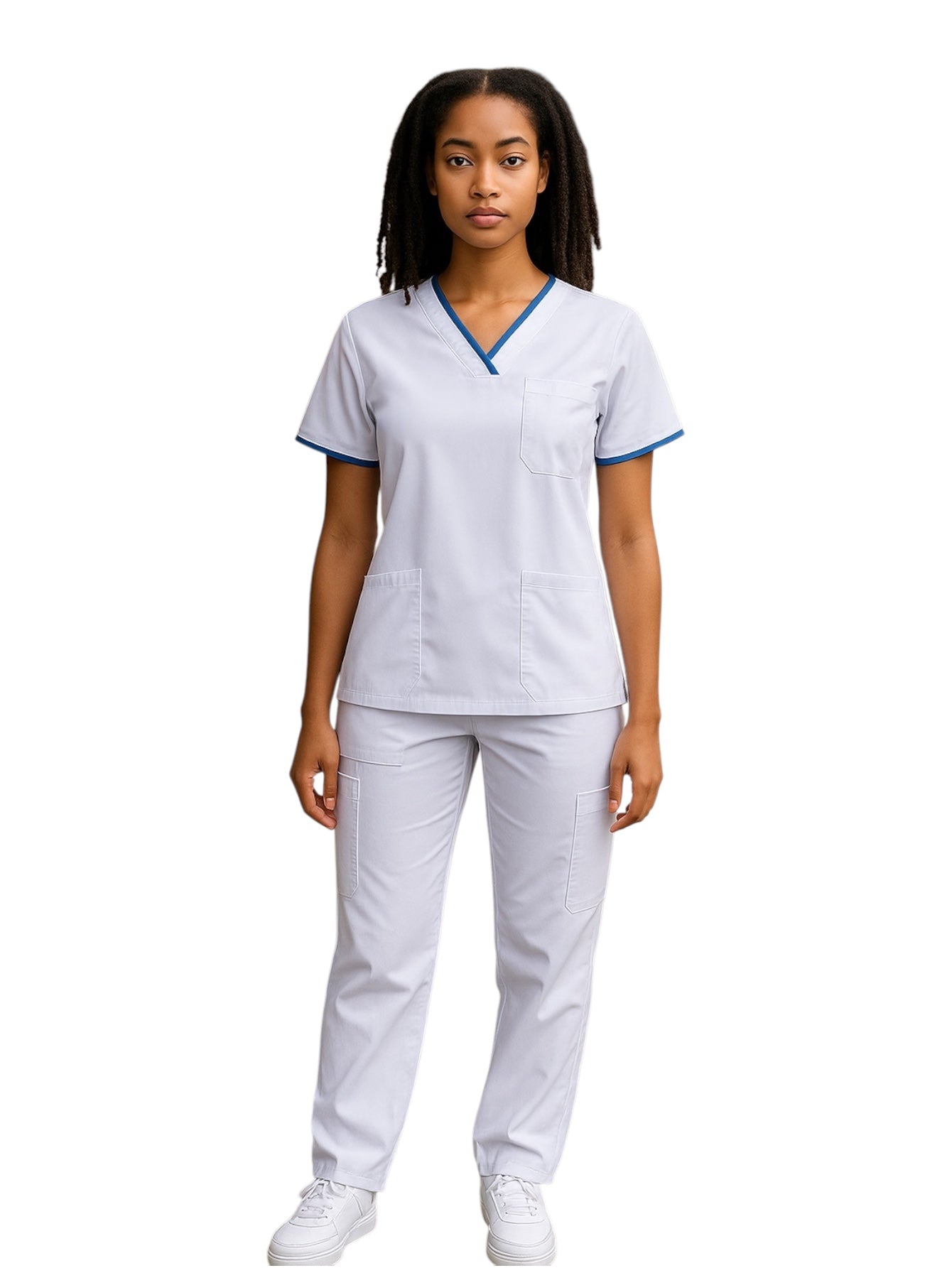 Pijama Médica Dama London Blanco con Plumbago