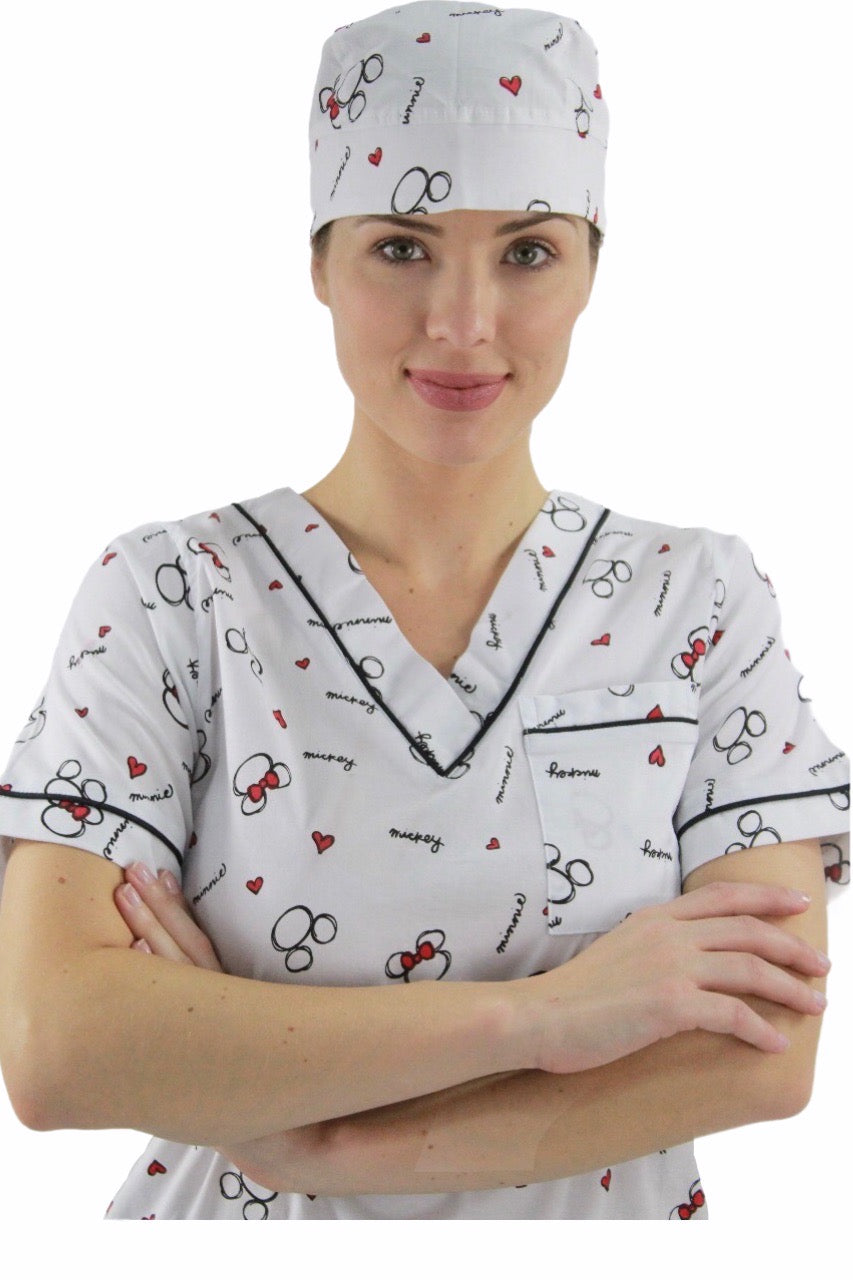 Gorro Médico Dama Blanco Estampado