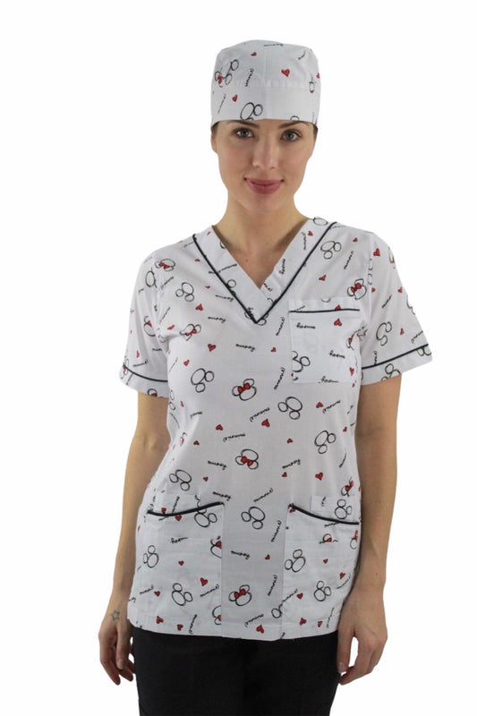 Filipina Médica Dama Primavera Blanco/Negro