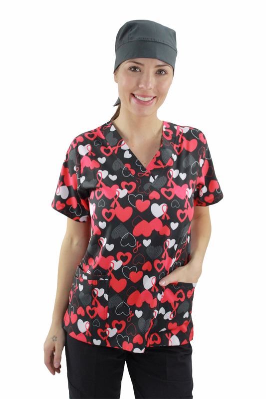 Filipina Médica Dama Tania Negra Corazones Rojos