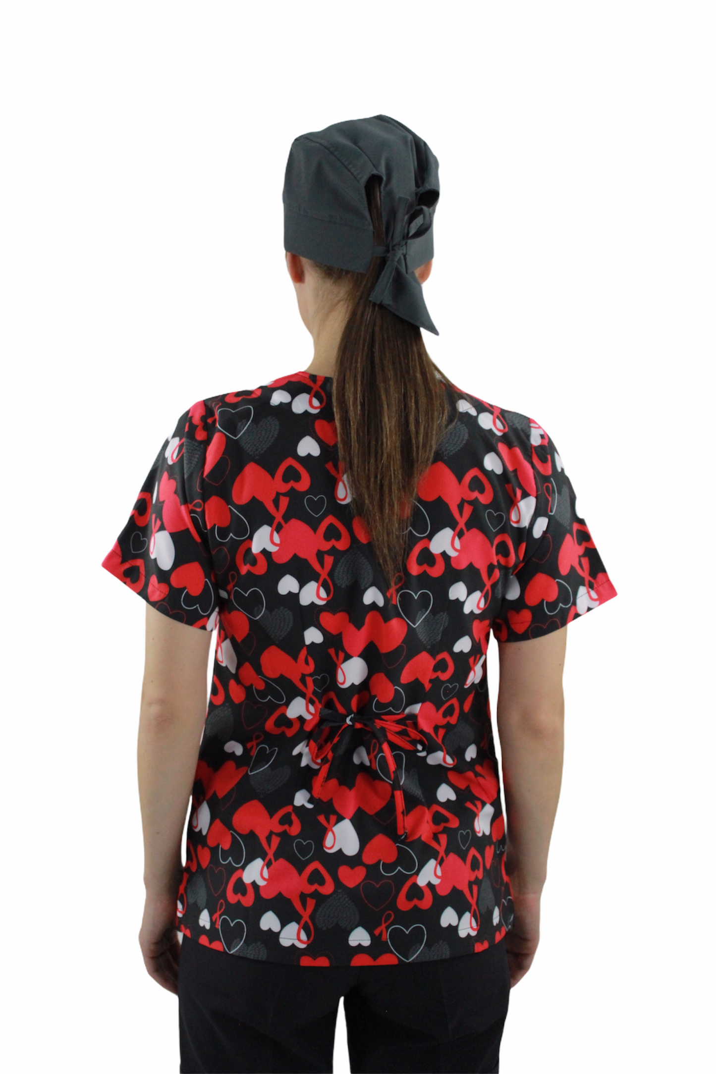 Filipina Médica Dama Tania Negra Corazones Rojos