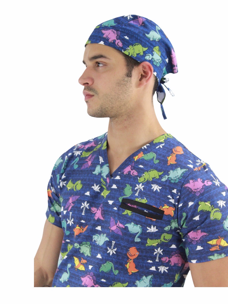 Gorro Médico Hombre Azul Print Dinosaurios