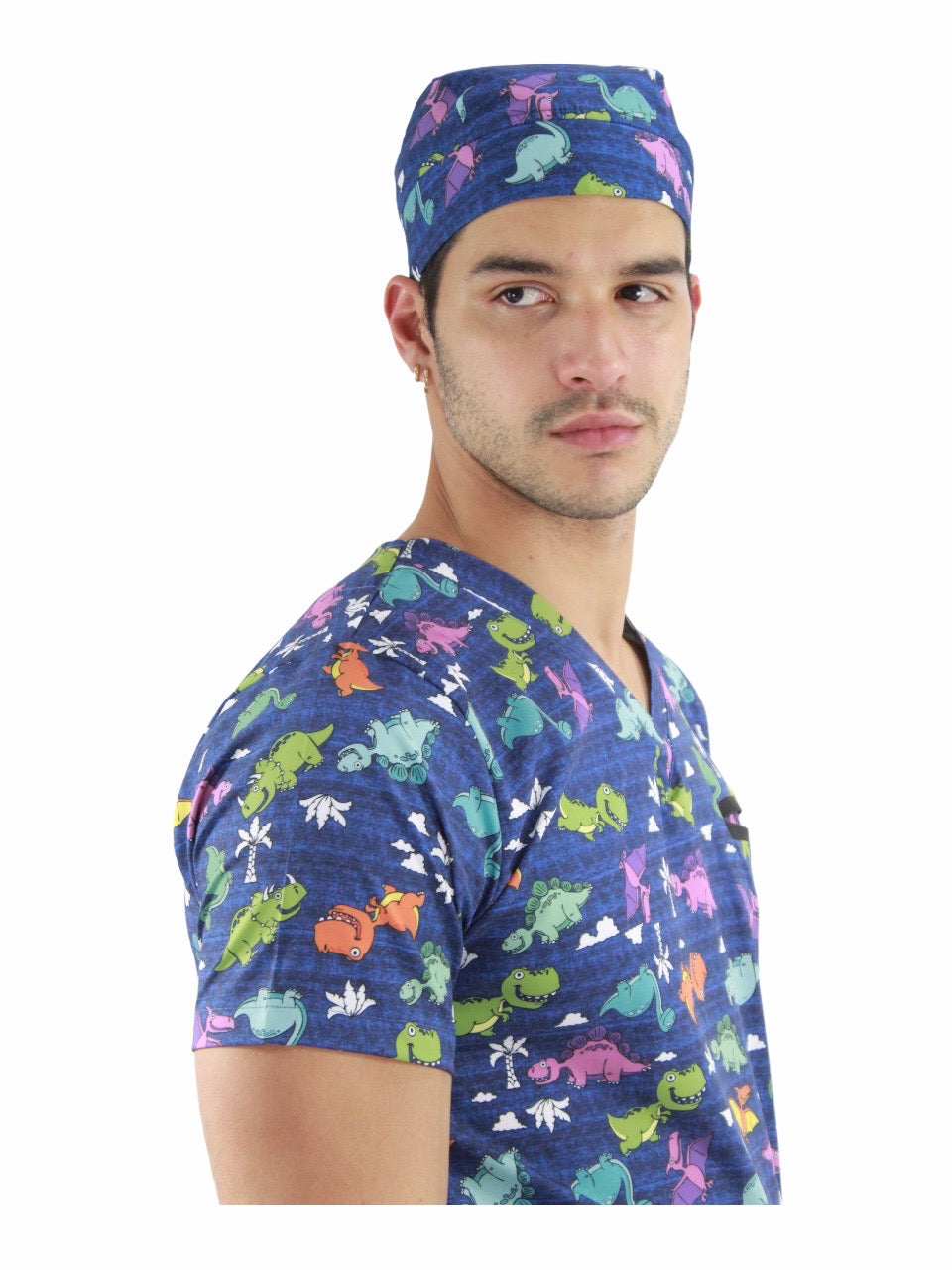 Gorro Médico Hombre Azul Print Dinosaurios