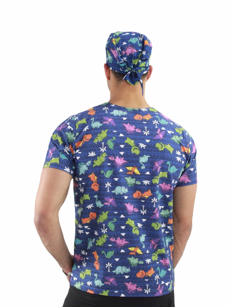Gorro Médico Hombre Azul Print Dinosaurios