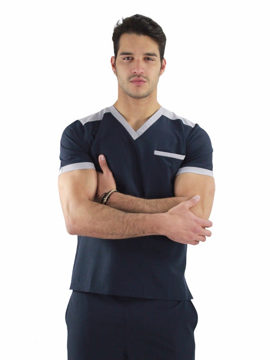 Filipina Médica Hombre Marino Cuello Gris