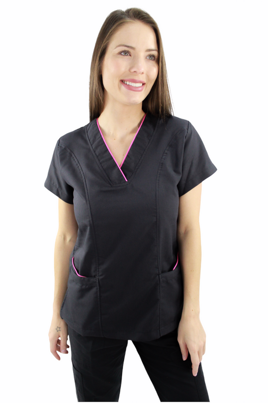 Filipina Médica Dama Diana Negro Bies Fucsia