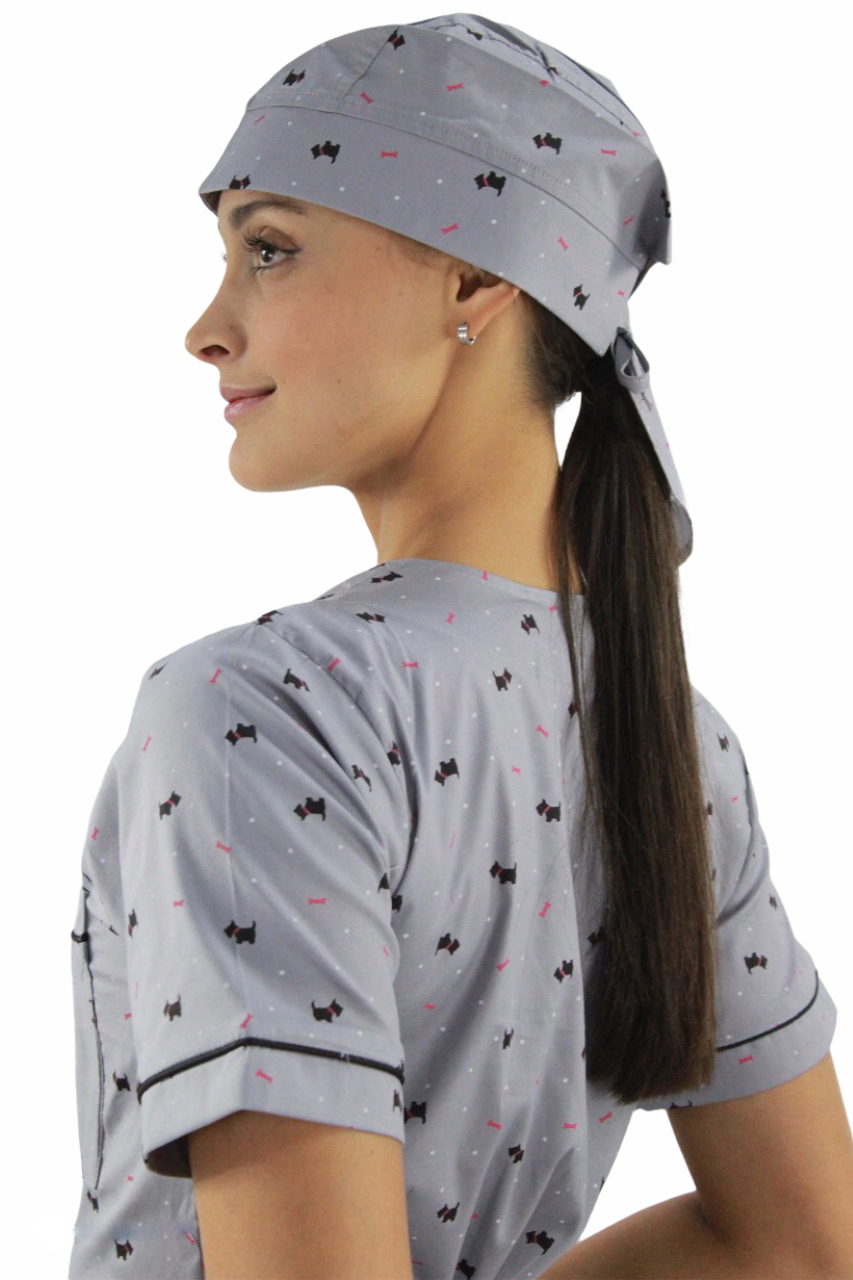 Gorro Médico Quirúrgico Dama Gris Estamp Perros