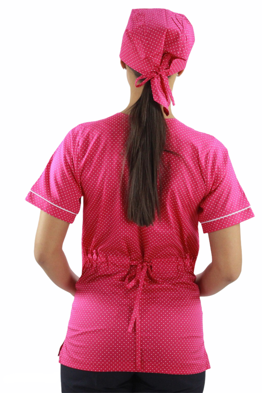 Gorro Médico Dama Fucsia de Puntos