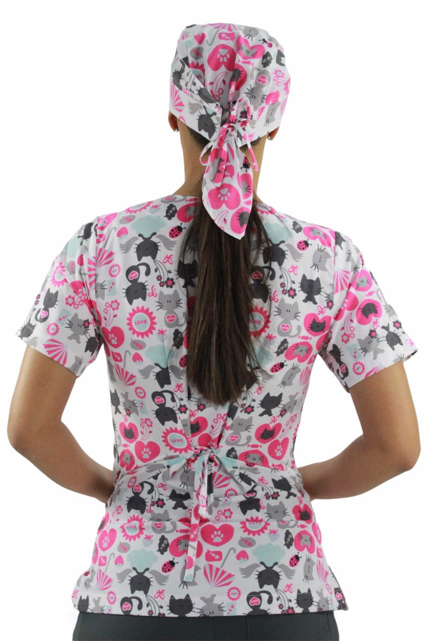 Gorro Médico Dama Gatos Grises