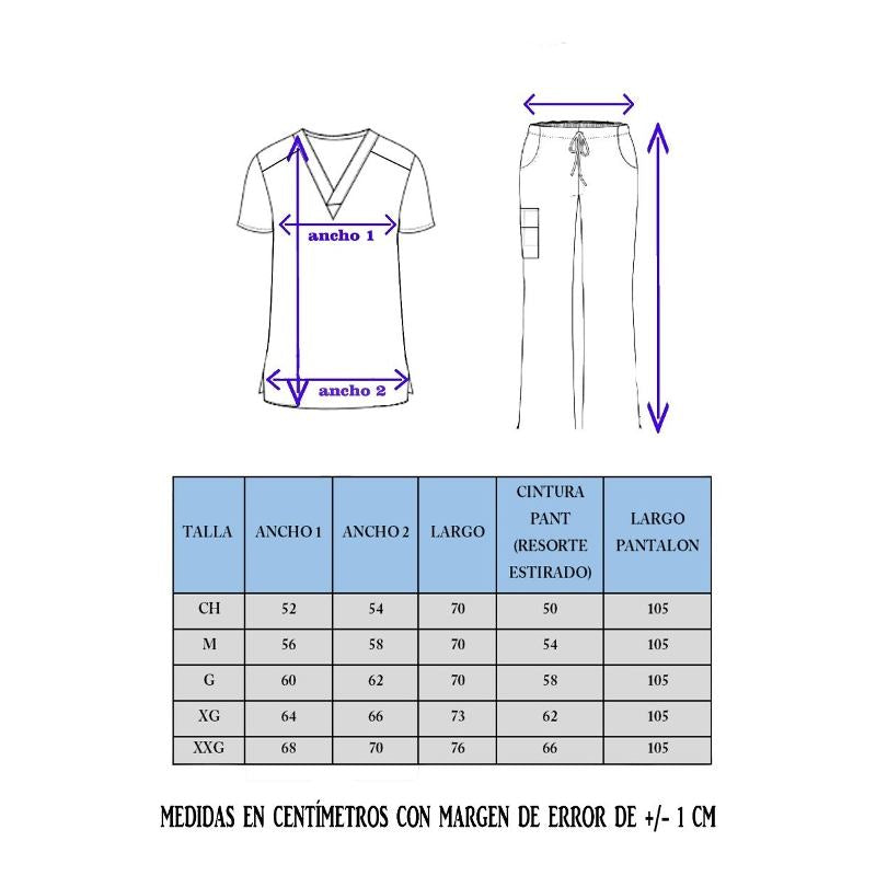 Pijama Médica Hombre Marino Cuello Rojo