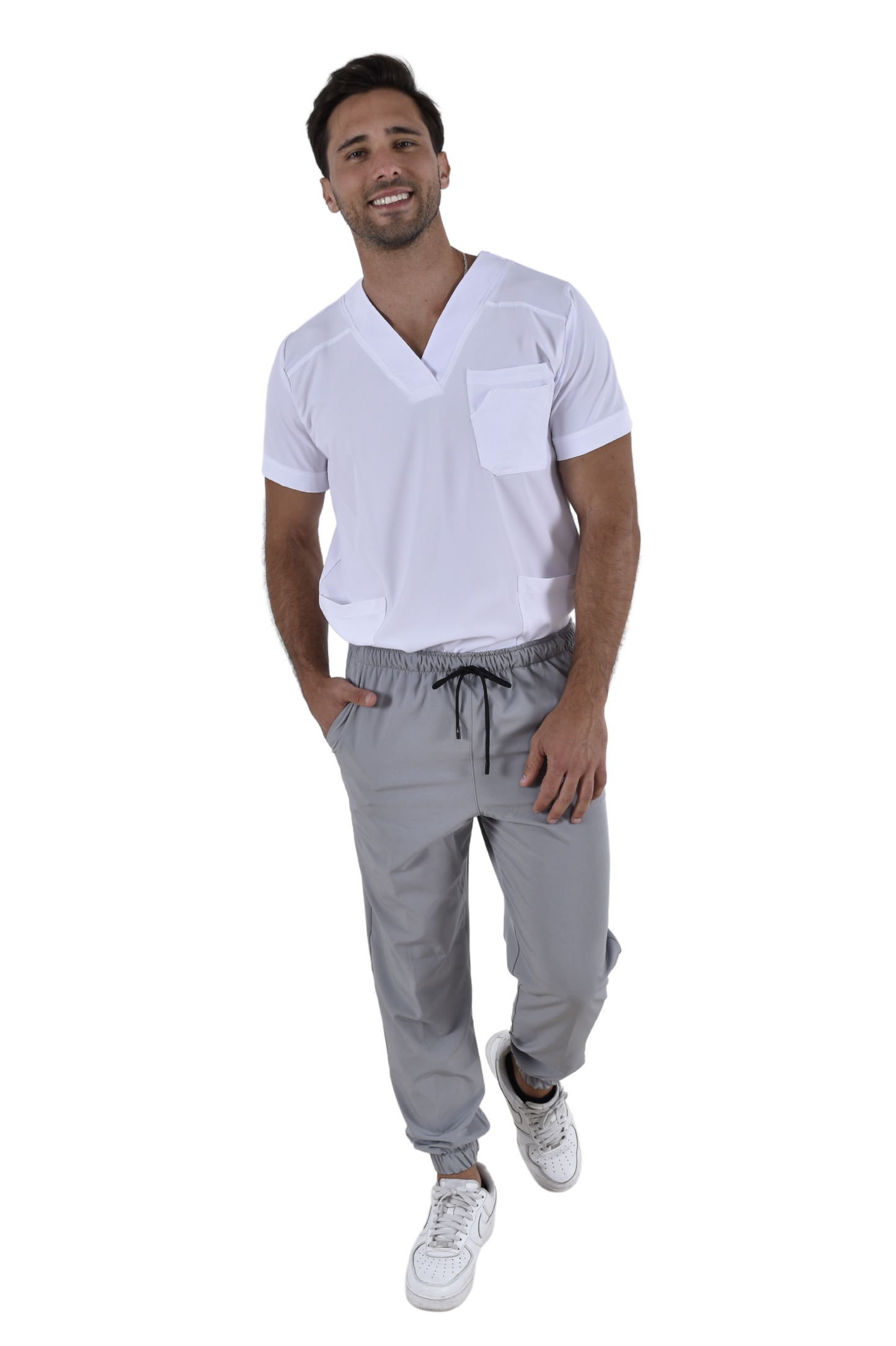 Pantalón Médico Hombre Tipo Jogger Gris Perla