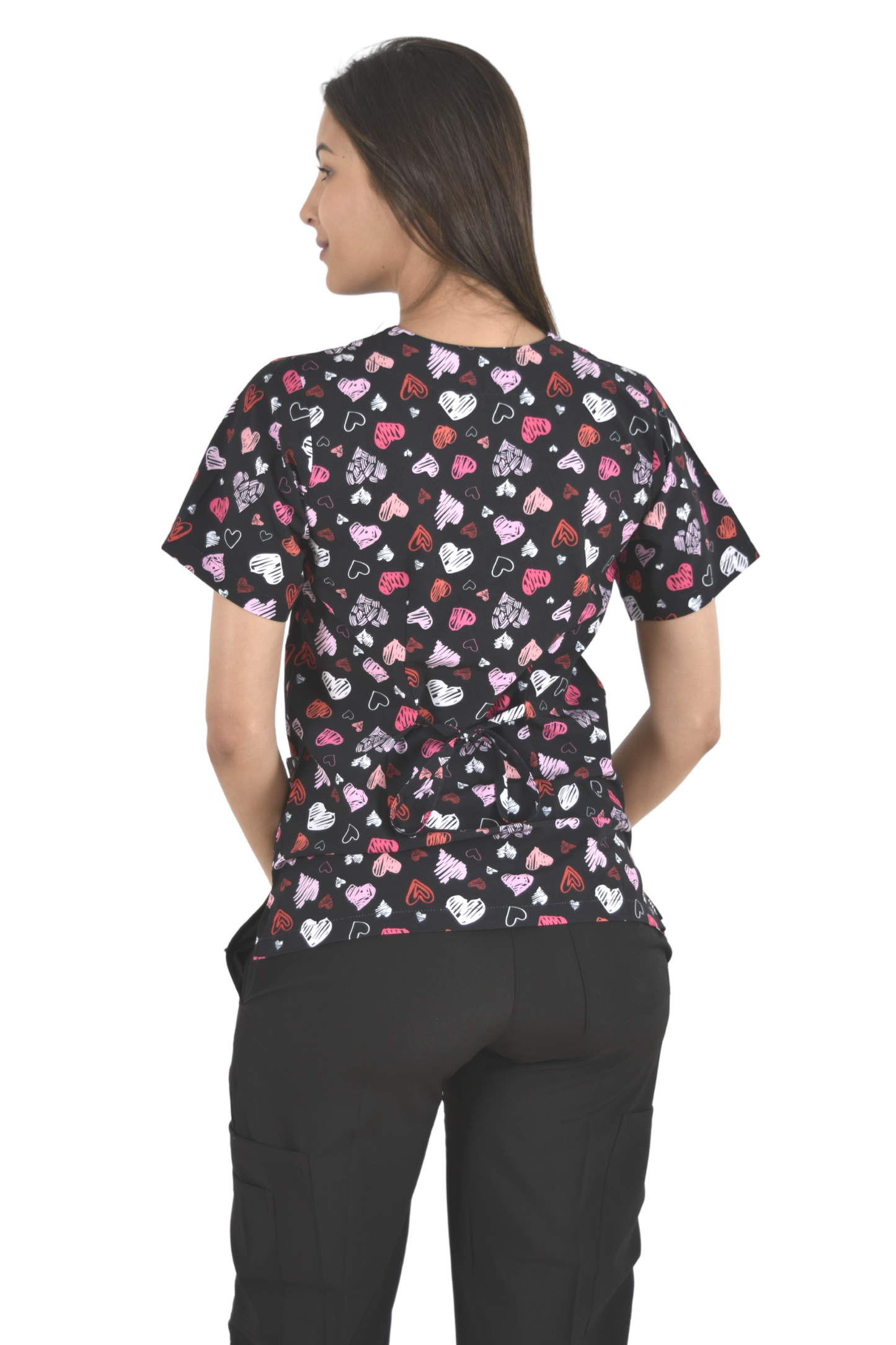 Filipina Médica Dama Tania Negro Corazones Rosas