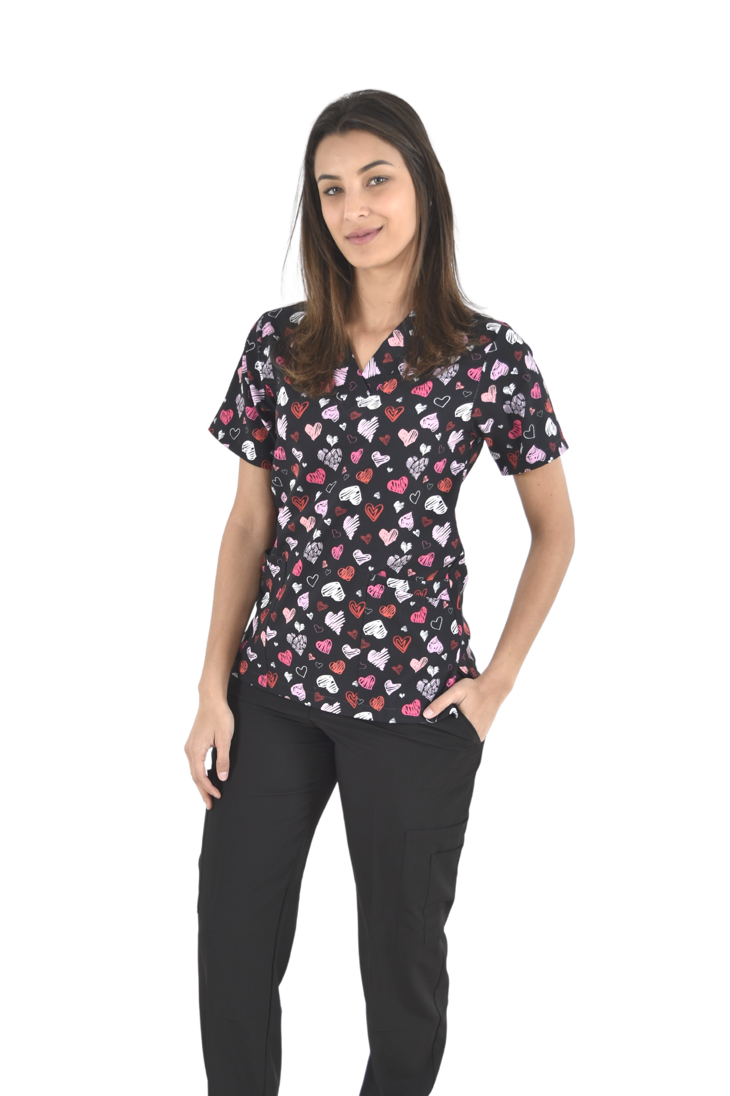 Filipina Médica Dama Tania Negro Corazones Rosas