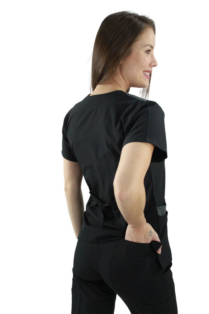 Pijama Médica Dama Lucía Negro con Oxford