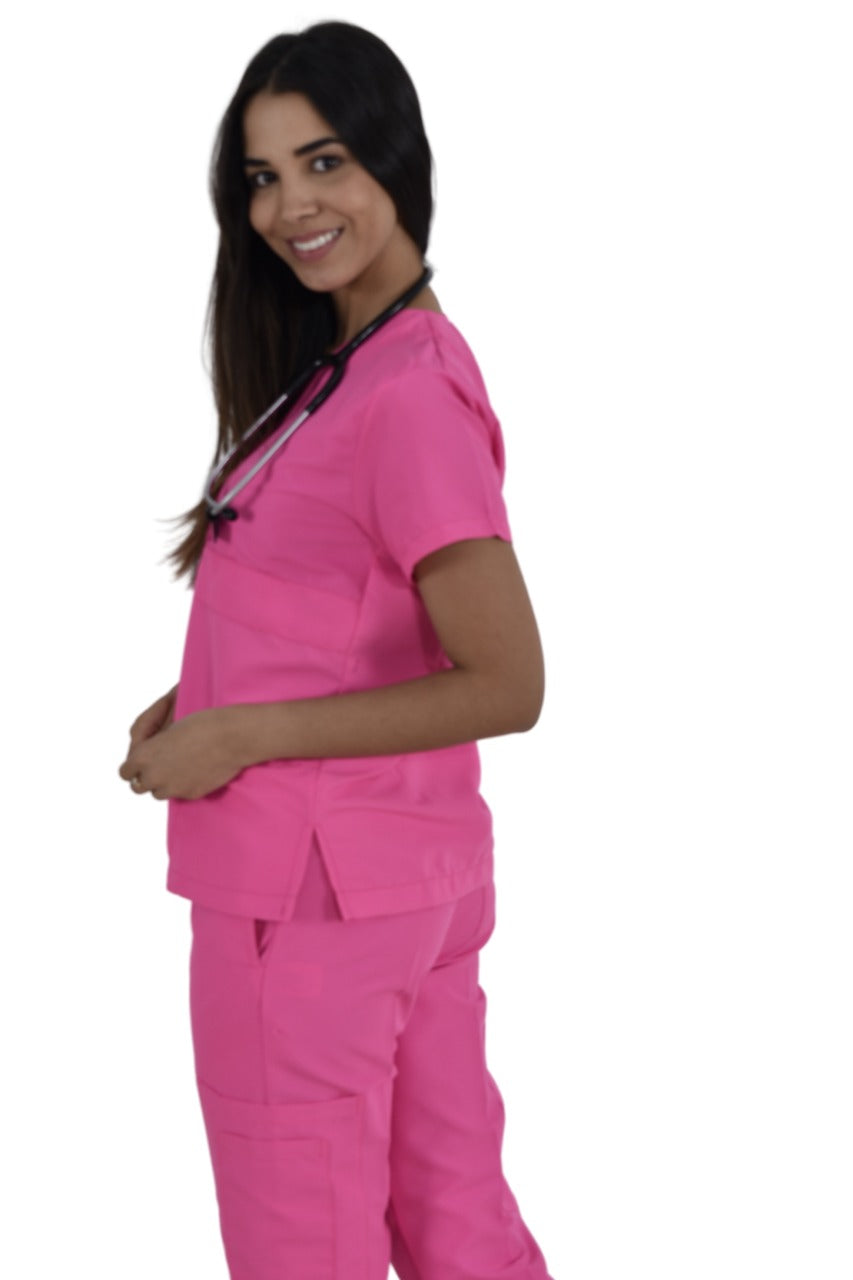 Pijama Médica Dama Jazmin Rosa Neón