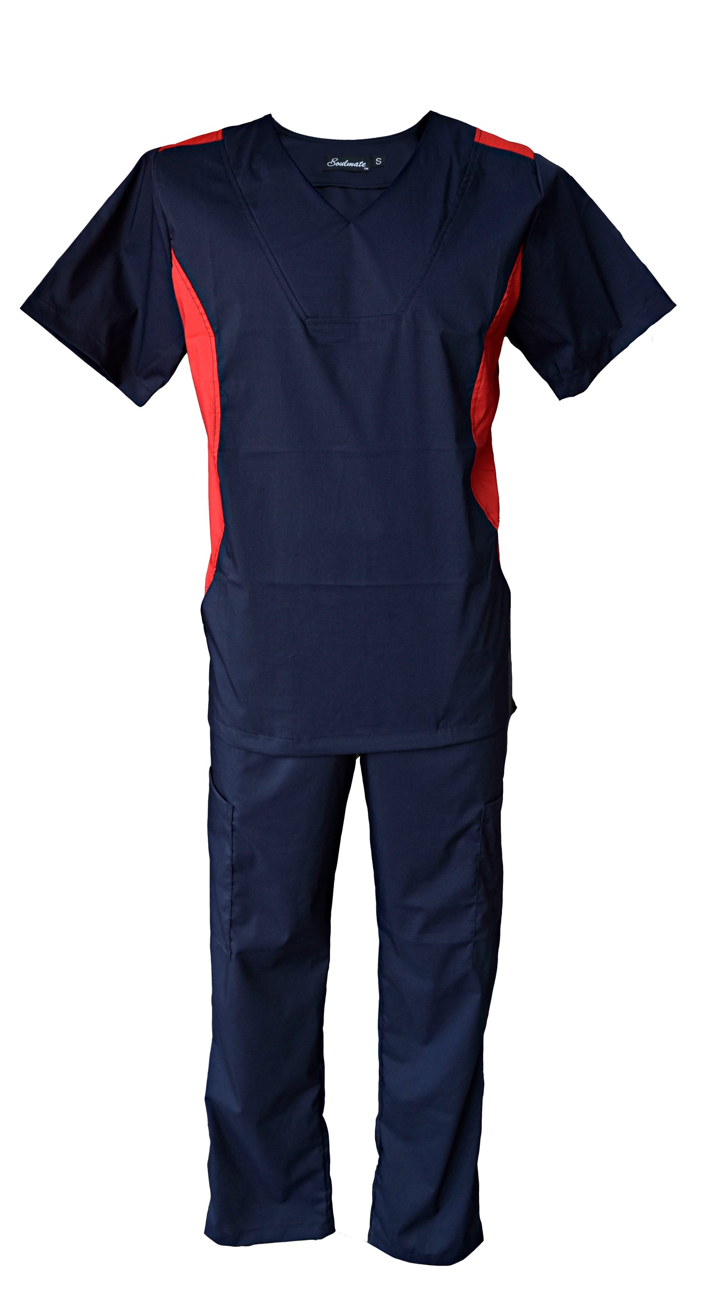 Pijama Médica Hombre Marino Lateral Rojo