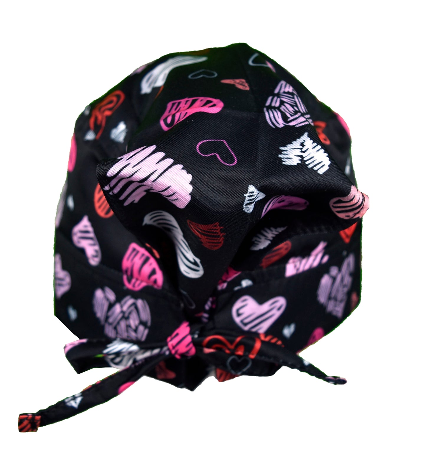 Gorro Médico Dama Negro Corazones Rosas
