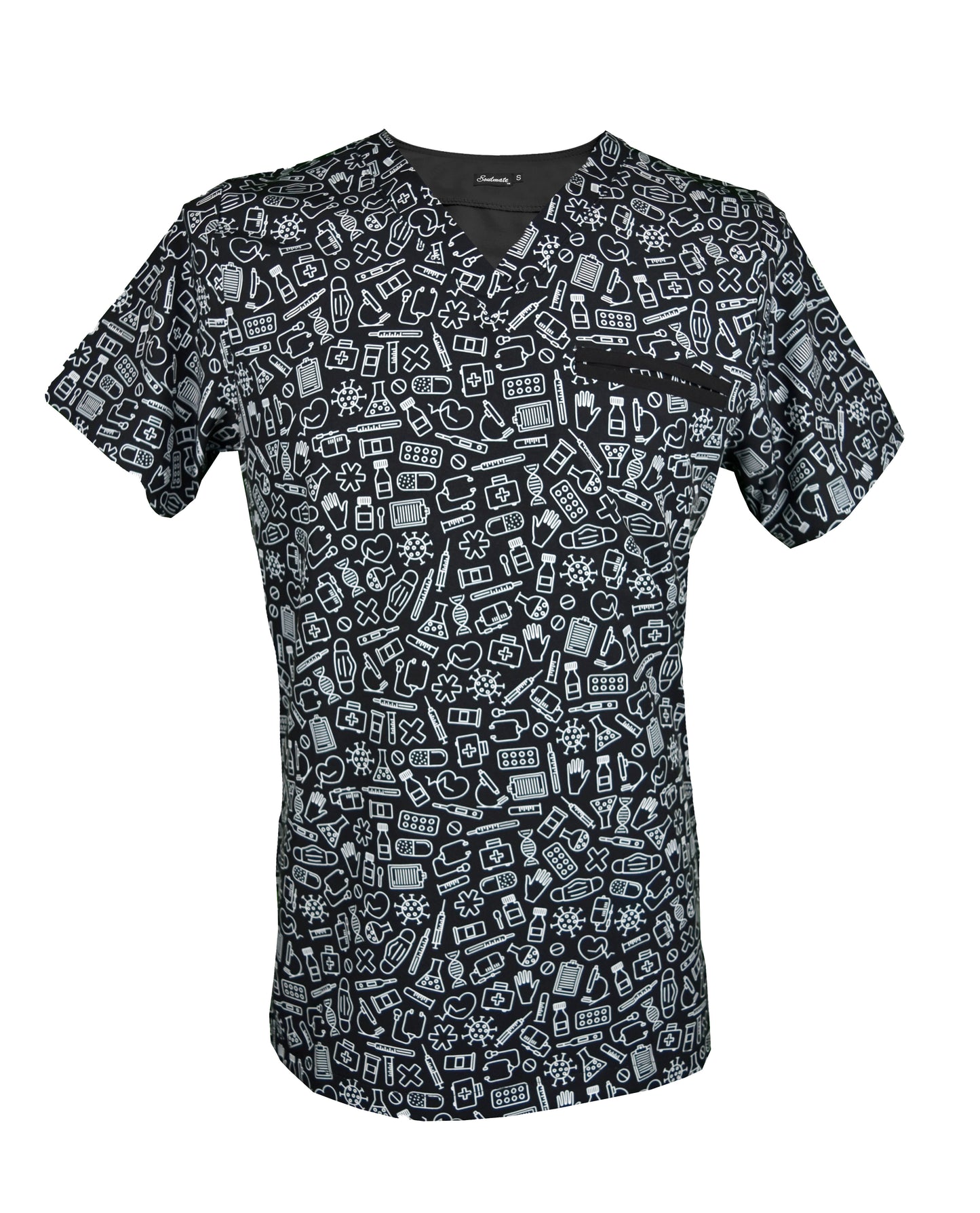 Filipina Médica Hombre Print Negro Iconos Médicos