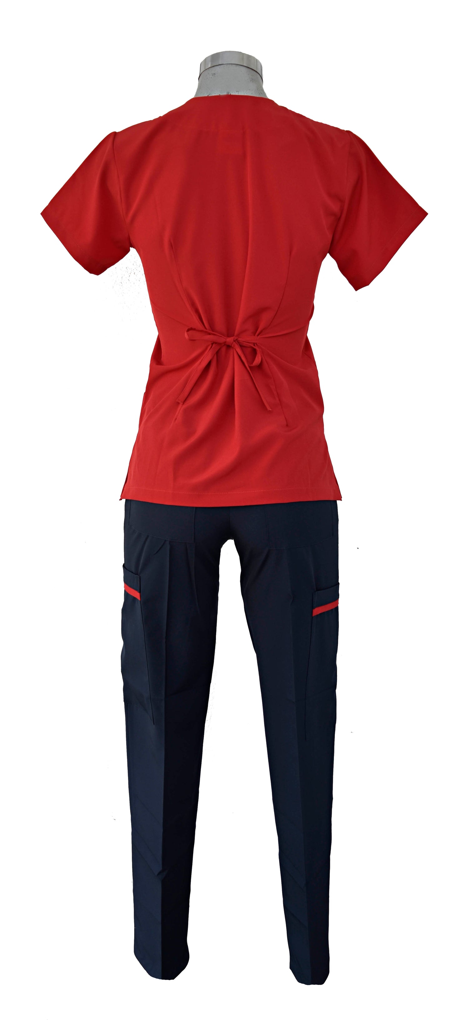 Pijama Médica Dama Lucía Rojo Pantalón Marino