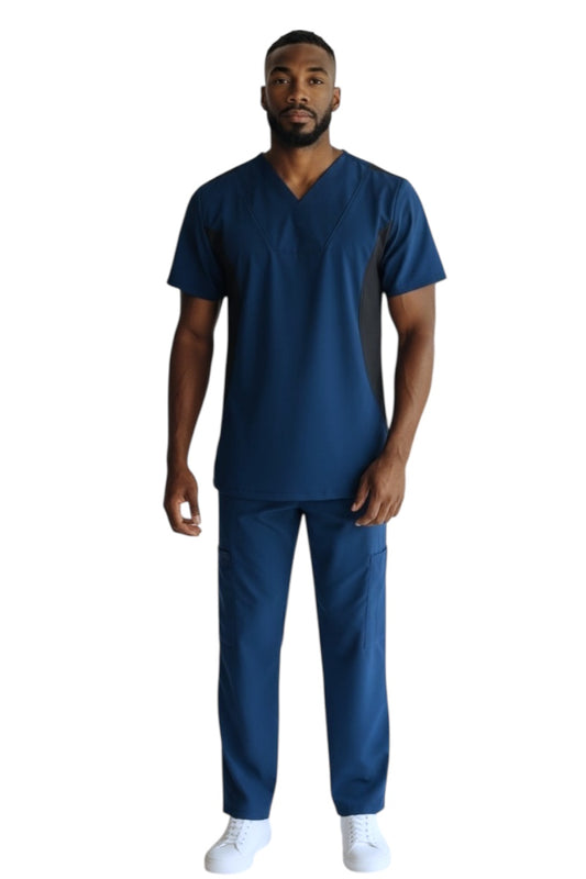 Pijama Médica Hombre Petróleo Lateral Negro