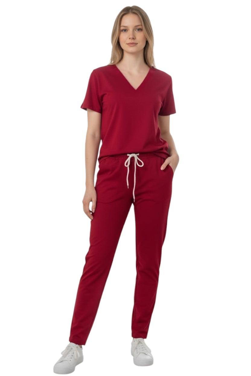 Pijama Médica Dama Jogger  Lotus Rojo
