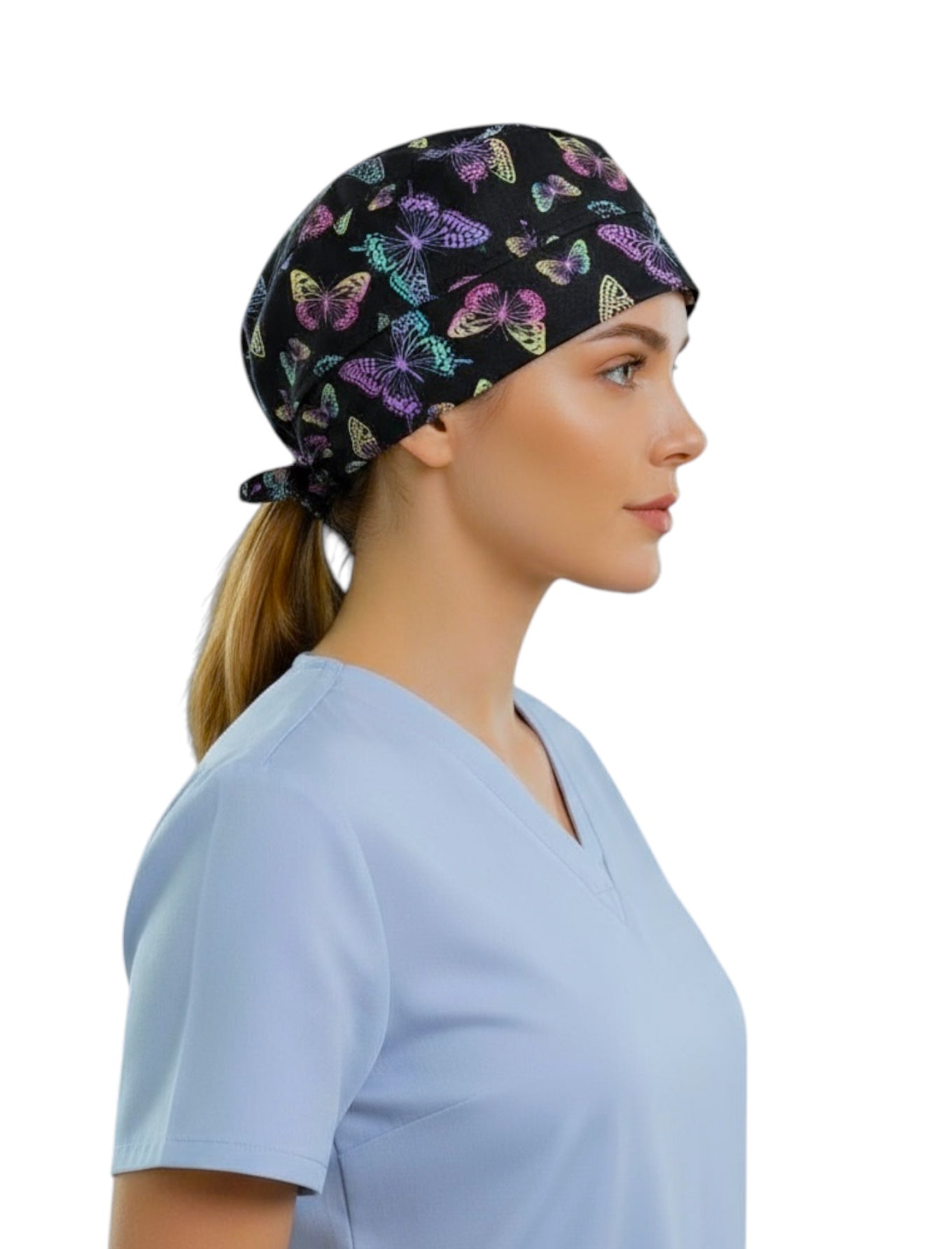 Gorro Médico Dama Negro Mariposas