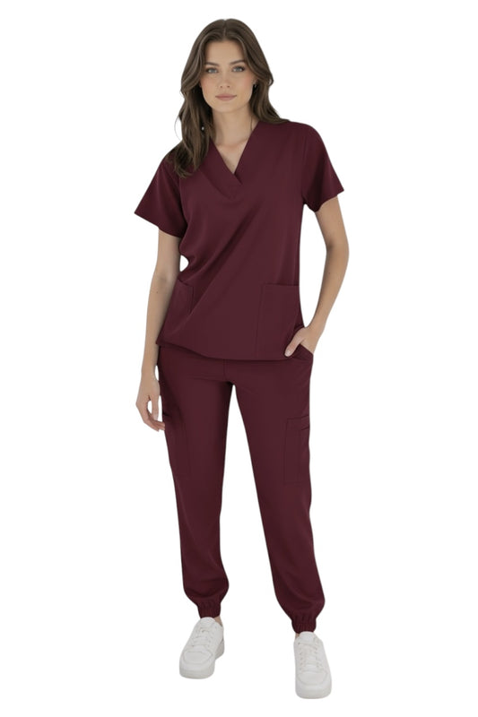 Pijama Médica Dama Tania Jogger Vino