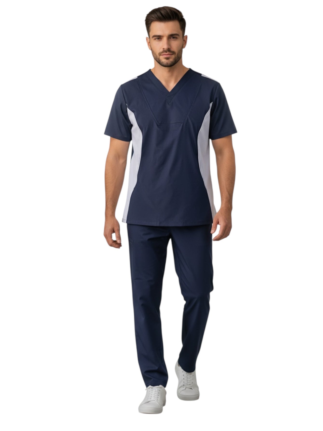 Pijama Médica Hombre Marino Lateral Gris