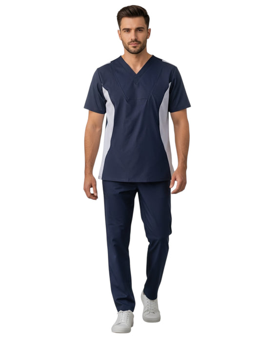Pijama Médica Hombre Marino Lateral Gris