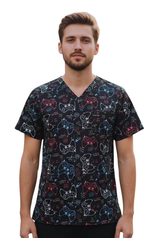 Filipina Médica Hombre Print Negro Gamer