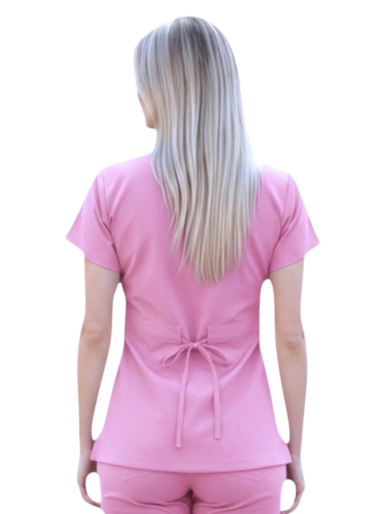 Filipina Médica Dama Alforzas Rosa Pastel