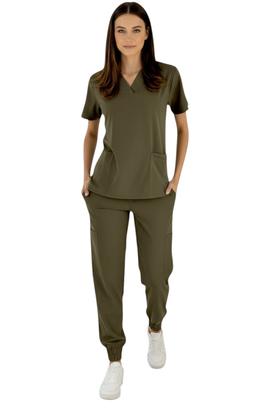 Pijama Médica Dama Tania Jogger Verde Militar