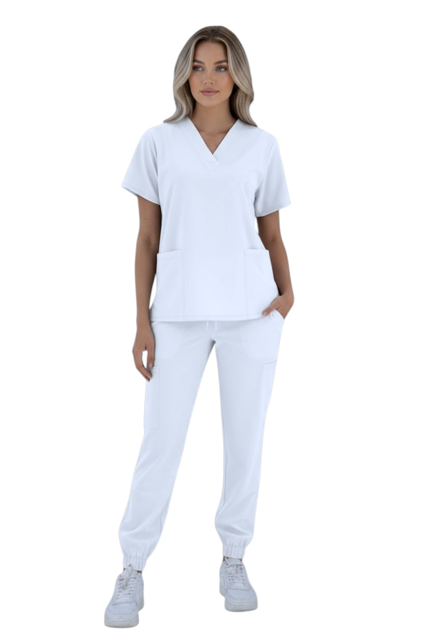 Pijama Médica Dama Tania Jogger Blanco