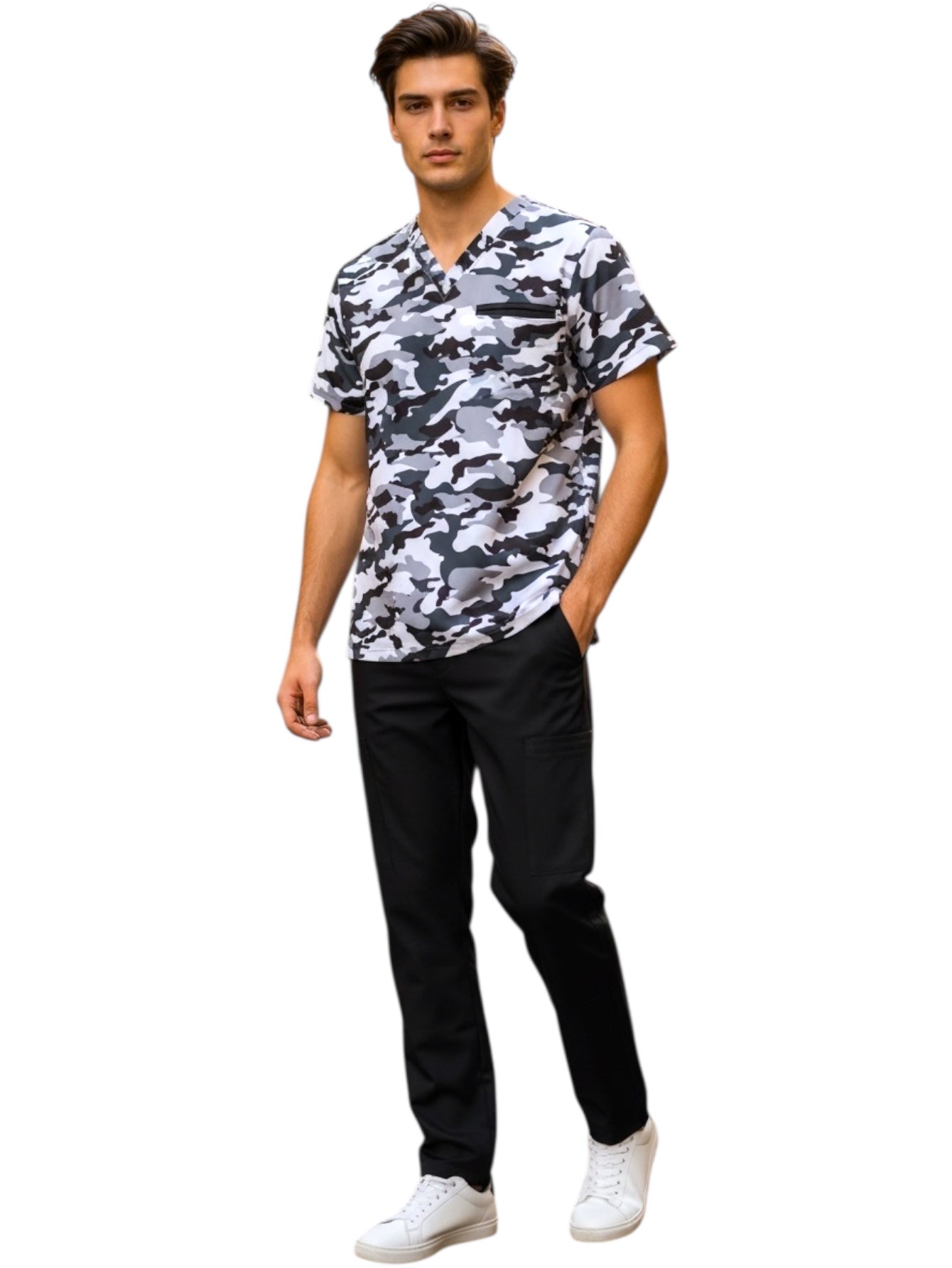 Pijama Médica Hombre Print Camuflaje Negro