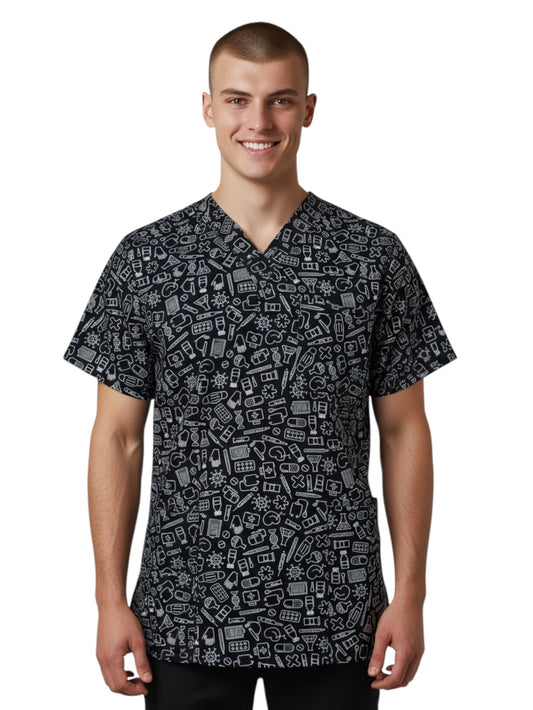 Filipina Médica Hombre Tonny Print Negro Iconos Médicos