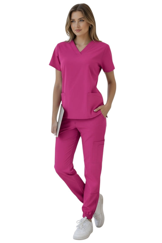 Pijama Médica Dama Tania Jogger Fucsia