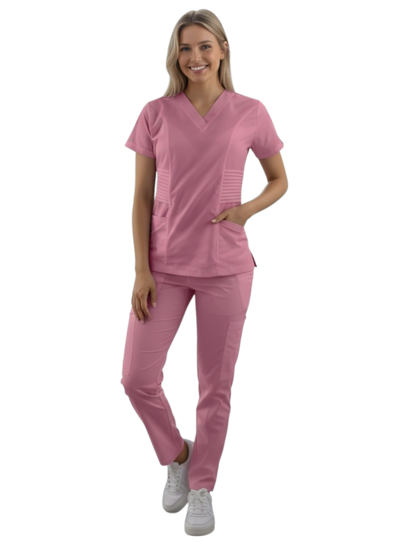 Pijama Médica Dama Alforzas Palo de Rosa