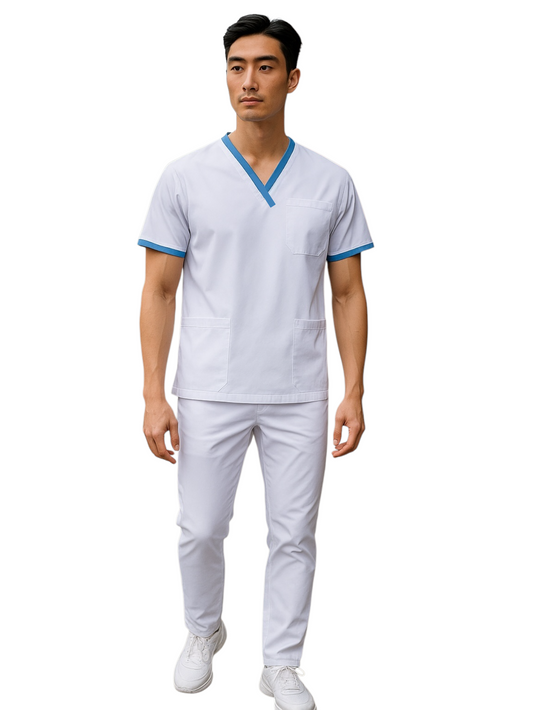 Pijama Médica Hombre London Blanco con Azul